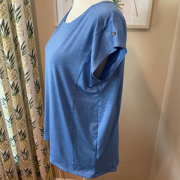 Columbia Blue Tee Wicking Omni Shade UPF Trek Hike - Picture 2 of 5